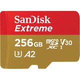 San Disk Extreme microSDXC 256GB + SD Adapter 190MB/s & 130MB/s A2 C10 V30 UHS-I U3 Cene