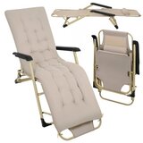 Trizand sklopiva vrtna ležaljka 3u1 s jastukom i naslonom za glavu (bež, 120 kg) | shoptok.hr