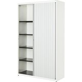 mauser Omara s prečnim rolojem, VxŠxG 1956 x 1200 x 432 mm, jeklena plošča, 4 police, čisto bele / aluminijaste / čisto bele barve | Shoptok.si