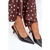 Boto Lacquered High Heels With Open Heel Black Talira | Shoptok.si