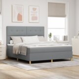  Krevet s box springom i madracem svjetlosive boje super king tkanina | shoptok.hr