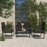 Maison Chic Seti vrtnega pohištva - Vrtna garnitura - Vrtni pohištvo set 4-delna z blazinami črn poli ratan, (21809699) | Shoptok.si