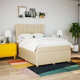  Krevet s oprugama i madracem krem 140 x 190 cm od tkanine | shoptok.hr