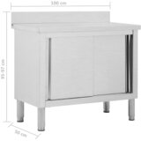  Radni stol s kliznim vratima 100 x 50 x (95 - 97) cm od čelika | shoptok.hr