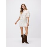 Reserved Čipkana mini suknja - krem | shoptok.hr