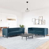  Chesterfield garnitura s jastucima, 2 dijela, plavi baršun | shoptok.hr