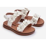 Boto White Children's Patent Sandals Adorned with Flowers Tinette | ePonuda.com