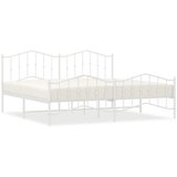 Maison Chic Kovinski Posteljni okvir - Dvoposteljna postelja - Zakonska postelja z vzglavjem in vznožjem bel 193x203 cm, (21697383) | Shoptok.si