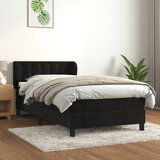 Maison Chic Box spring postelja - Vzmetna postelja z vzmetnico črn 90x190 cm žamet SL20545, (21881606) | Shoptok.si