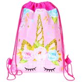 Lean Toys Šolska torba za čevlje Gimnastika Samorog Rože Roza 35x27cm | Shoptok.si