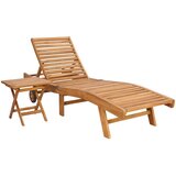 vidaXL Ležaljka 2 kom. Čvrsto teak drvo Smeđa - Smeđa sa stolom | shoptok.hr