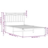  Metalni okvir za krevet s uzglavljem bijeli 100x190 cm | shoptok.hr