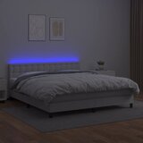  box spring s madracem LED bijeli 160x200 cm umjetna koža | shoptok.hr