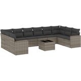 vidaXL 11-dijelni set vrtnih sofa od poliratana s jastucima sivi | shoptok.hr