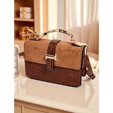 Resti Sofia women's bag, brown suede and crocodile eco-leather with a strap Cijene