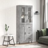 vidaXL Visoka komoda betonsko siva 69,5x34x180 cm inženirski les | Shoptok.si