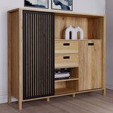 Premium Living Visoka Komoda Jytana, Barva Hrasta, Črna | Shoptok.si