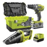 Ryobi set alata R18DD3-252VT (bušilica, usisavač, baterije, kutija) RPP24 | shoptok.hr