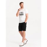 Ombre Men's single color shorts with cargo pockets - black | Shoptok.si