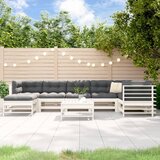 Maison Chic Seti vrtnega pohištva - Vrtna garnitura - Vrtni pohištvo set 8-delna z blazinami bela trdna borovina, (21798993) | Shoptok.si
