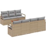  8-delni vrtni kavč set z blazinami Bež poli ratan akacija | Shoptok.si