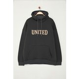 Trendyol Plus Size Anthracite Oversize/Wide Cut Fleece Inside/Warm Embroidered Sweatshirt