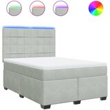 vidaXL Box spring postelja z vzmetnico svetlo siva 140x200 cm žamet, (21310287) Cene