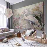  XXL slika - Heron wading in a pond - illustration in bright colours 130x87 | shoptok.hr