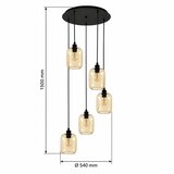 Brilagi LED luster na sajli RETRO GLASS 5xE27/60W/230V crna/zadimljena braon | Eponuda.com