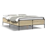 vidaXL Okvir za krevet boja hrasta 140x190cm konstruirano drvo i metal Cijene