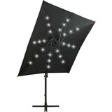  Konzolni suncobran sa šipkom i LED svjetlima 250 cm crni | shoptok.hr