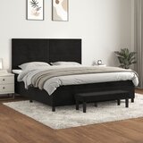  s oprugama i madracem crni 180x200 cm baršunasti | shoptok.hr