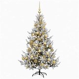  Umjetno božićno drvce s kuglicom 150 cm 150 LED lampica - Zelena i bijela 150 cm s LED žaruljama i zlatnim kuglicama | shoptok.hr