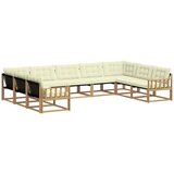 vidaXL Zunanja garnitura za sedenje z blazino 9 pcs Bela in krem, (5000281685) | Shoptok.si