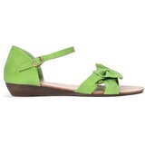 Resti Green sandals on a low heel with a bow Verbinea - Footwear | shoptok.hr