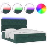  Otomanski posteljni okvir z vzmetnicami zelen 200x200cm žamet, (22053209) | Shoptok.si