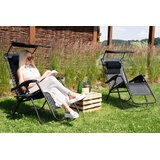 springos Vrtna Ležaljka s Naslonom za Glavu i Krovom, Crna | shoptok.hr