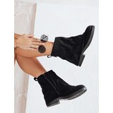 DStreet Botki damskie zamszowe z wywiniętą cholewką czarne | shoptok.hr