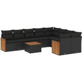  The Living Store Vrtna sedežna garnitura 10-delna z blazinami črn poli ratan - Vrtna Sedežna Garniture, (21455465) | Shoptok.si