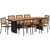  9-delni vrtni jedilni set črn poli ratan akacija | Shoptok.si