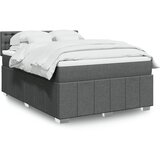 vidaXL Box spring postelja z vzmetnico temno siva 160x200 cm blago | Shoptok.si