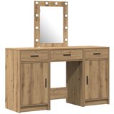 vidaXL 3-delni komplet toaletne mize z LED lučmi iz umetnega hrasta, (22054950) | Shoptok.si
