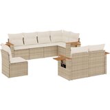 Maison Chic Seti vrtnega pohištva - Vrtna garnitura - Vrtni pohištvo set 8-delna z blazinami bež poli ratan, (21799425) | Shoptok.si
