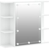 Ormarić s ogledalom i LED svjetlima sjajni bijeli 70x16,5x60 cm | shoptok.hr