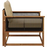  Set vanjskih sofa Čvrsto drvo akacije i Textilene Prirodna - Prirodno i bež Crno užad | shoptok.hr