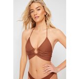 Trendyol Brown Triangle Accessory Bikini Top | shoptok.hr