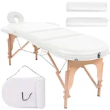 vidaXL Zložljiva masažna miza debelina 4 cm z 2 blazinama ovalna bela