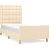  Okvir za krevet s uzglavljem krem 90x200 cm od tkanine | shoptok.hr