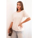 Kesi Włoski Women's short-sleeve viscose sweater beige Cijene
