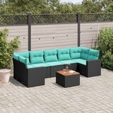  Vrtna garnitura - 8-dijelni set vrtnih sofa od poliratana s jastucima crni - Crna 1 | shoptok.hr